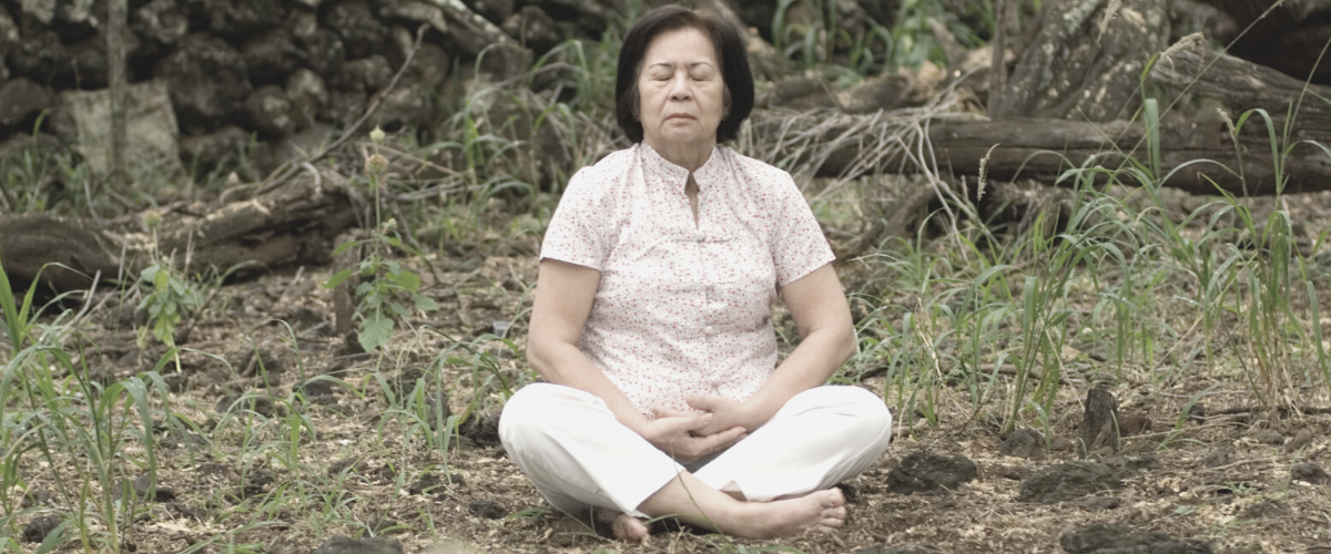 Older woman meditating